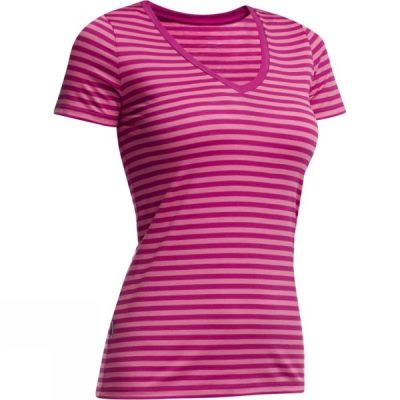 Tee Icebreaker Tech Lite Manga Corta V Neck Mujer Rosas - Chile GCX192740